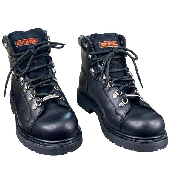 Harley Davidson Women’s Dipstick Black Leather Moto Biker Boots Size US 8 - Picture 5 of 11